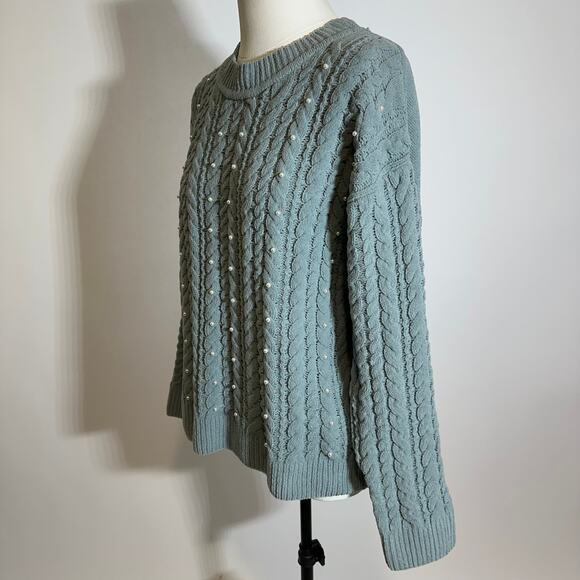 Cynthia Rowley Chunky Knit Pearl Pullover‎ Sweater Womens Size Medium M Coquette - Picture 4 of 10